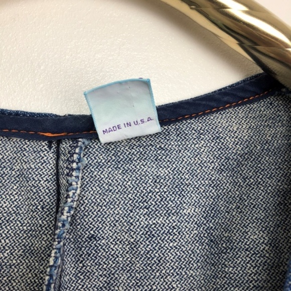 Vintage Jean Vest 70s Crop Biker Denim Trucker Top - Picture 5 of 5
